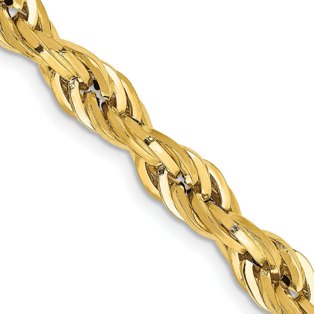 10K Yellow Gold 5.4 mm Rope Chain Necklace, Polished detail view