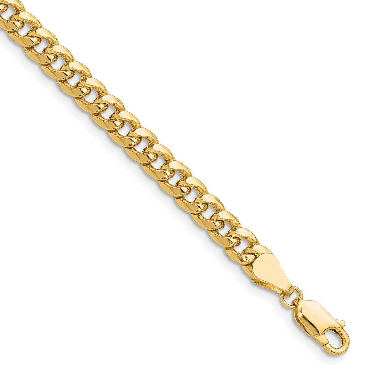 10K Yellow Gold 5.25 mm Polished Chain Bracelet shown for scale