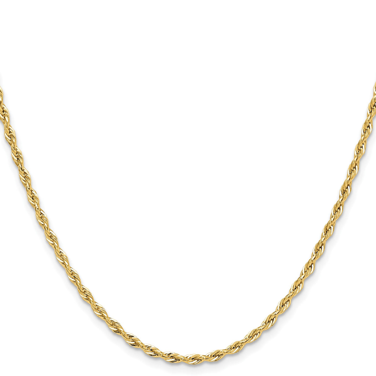 10K Yellow Gold 2.5 mm Rope Chain Necklace, Polished