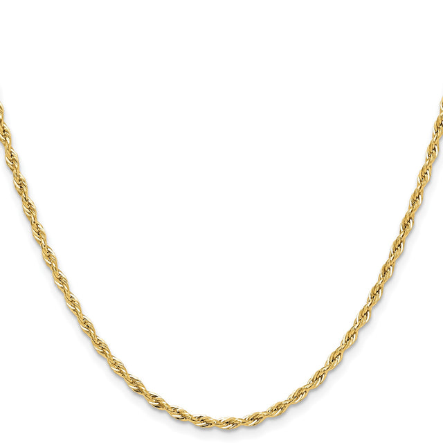 10K Yellow Gold 2.5 mm Rope Chain Necklace, Polished