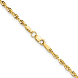10K Yellow Gold 2.5 mm Rope Chain Necklace, Polished alternate angle