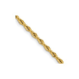 10K Yellow Gold 2.5 mm Rope Chain Necklace, Polished detail view