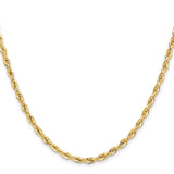 10K Yellow Gold 3.5 mm Rope Chain Necklace, Polished