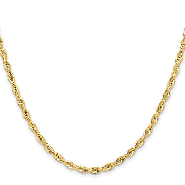 10K Yellow Gold 3.5 mm Rope Chain Necklace, Polished