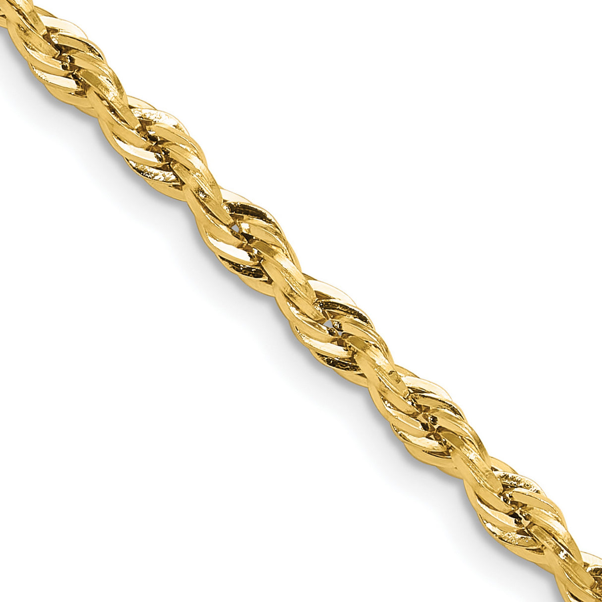 10K Yellow Gold 3.5 mm Rope Chain Necklace, Polished detail view