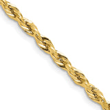 10K Yellow Gold 3.5 mm Rope Chain Necklace, Polished detail view