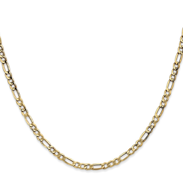 10K Yellow Gold 3.5 mm Figaro Chain Necklace, Polished