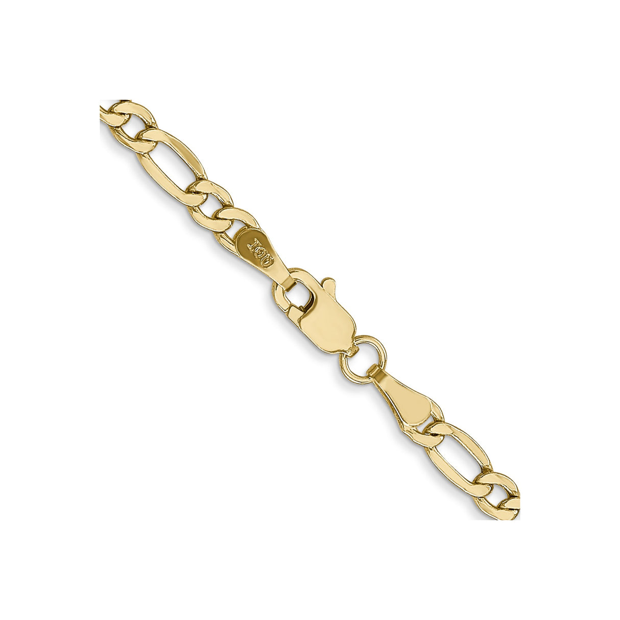 10K Yellow Gold 3.5 mm Figaro Chain Necklace, Polished alternate angle