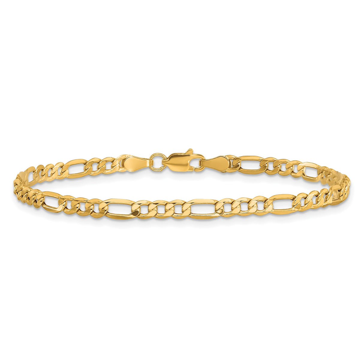 10K Yellow Gold 3.5 mm Figaro Chain Anklet, Polished