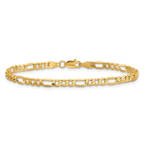 10K Yellow Gold 3.5 mm Figaro Chain Bracelet, Polished