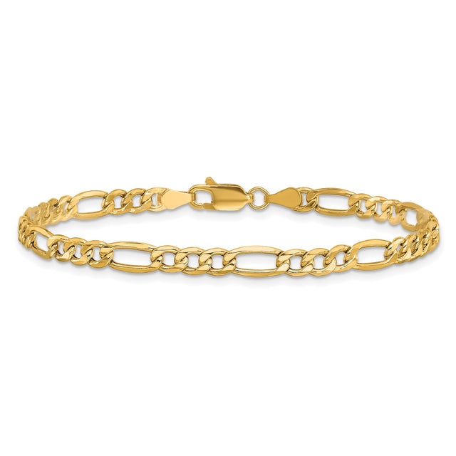 10K Yellow Gold 4.4 mm Figaro Chain Bracelet, Polished