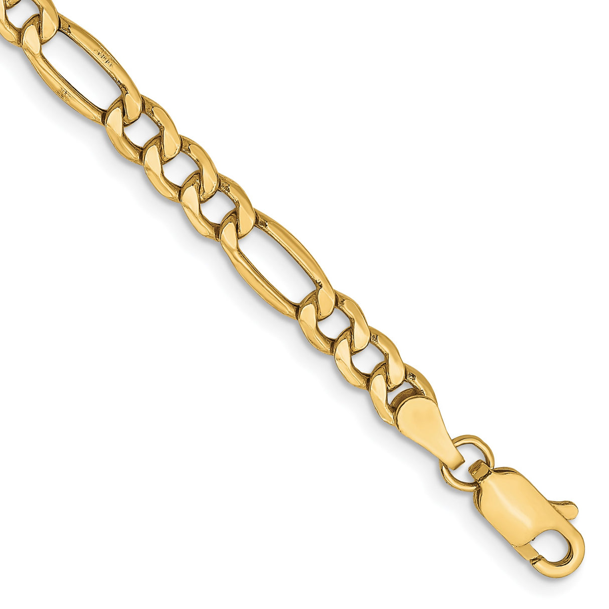 10K Yellow Gold 4.4 mm Figaro Chain Anklet, Polished detail view