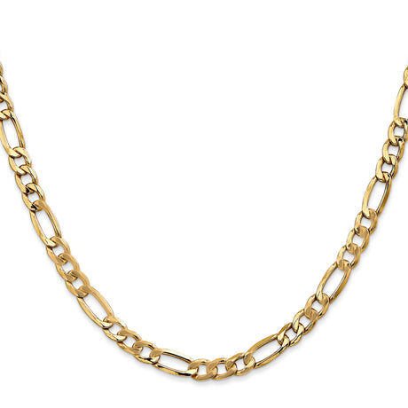 10K Yellow Gold 5.35 mm Figaro Chain Necklace, Polished