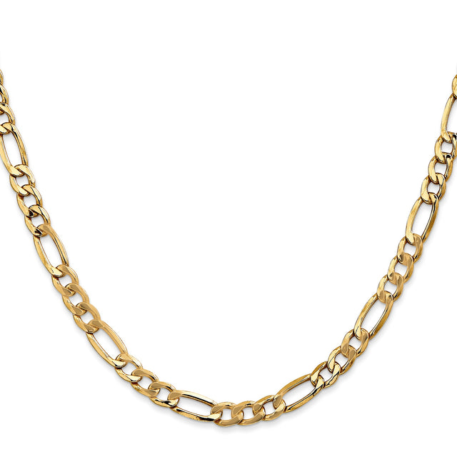 10K Yellow Gold 5.35 mm Figaro Chain Necklace, Polished