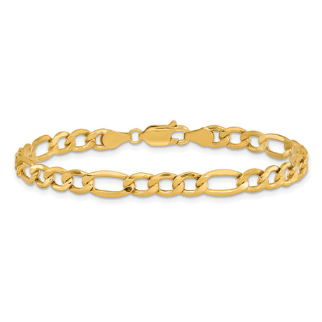 10K Yellow Gold 5.35 mm Figaro Chain Anklet, Polished