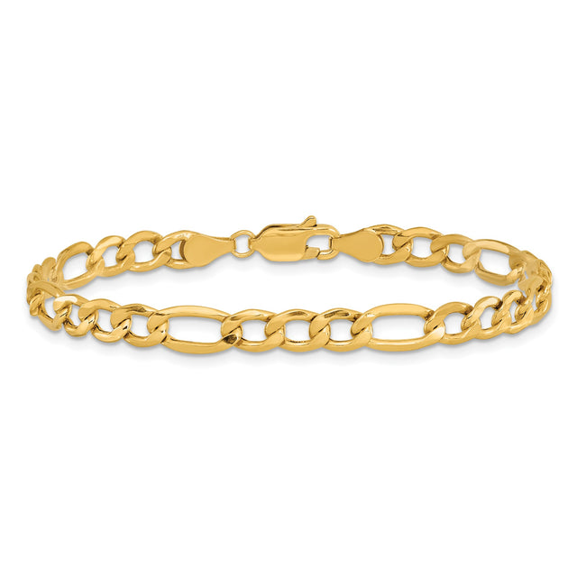 10K Yellow Gold 5.35 mm Figaro Chain Anklet, Polished