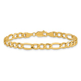 10K Yellow Gold 5.35 mm Figaro Chain Bracelet, Polished