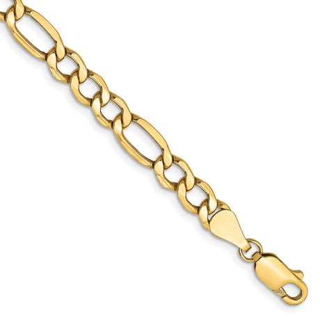 10K Yellow Gold 5.35 mm Figaro Chain Bracelet, Polished alternate angle