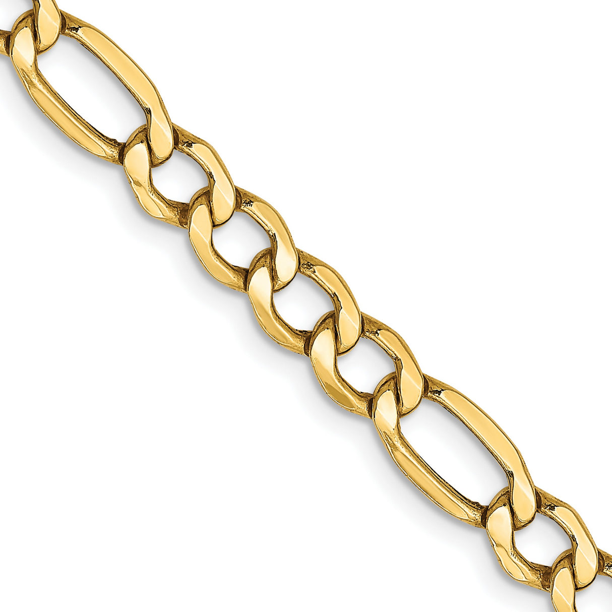 10K Yellow Gold 5.35 mm Figaro Chain Necklace, Polished detail view