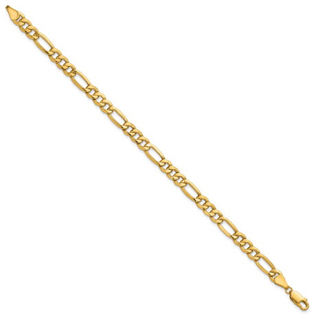 10K Yellow Gold 6.25 mm Figaro Chain Bracelet, Polished alternate angle