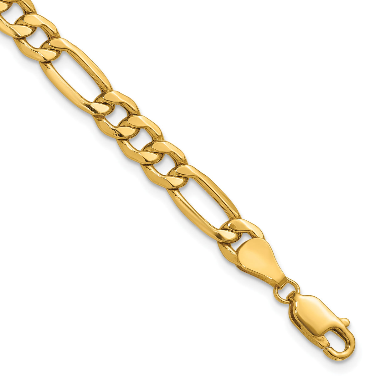 10K Yellow Gold 6.25 mm Figaro Chain Bracelet, Polished shown for scale