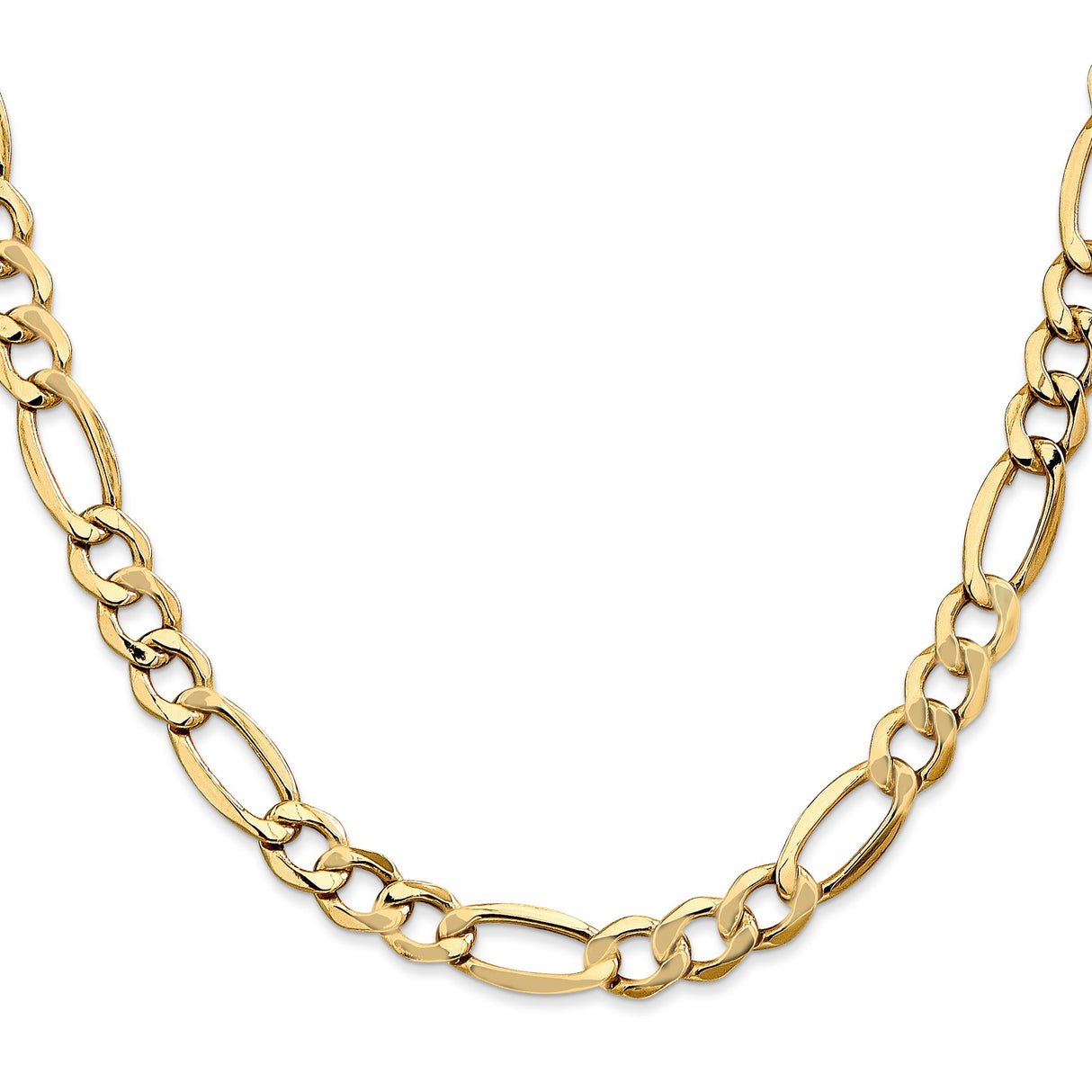 10K Yellow Gold 7.3 mm Figaro Chain Necklace, Polished