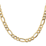 10K Yellow Gold 7.3 mm Figaro Chain Necklace, Polished