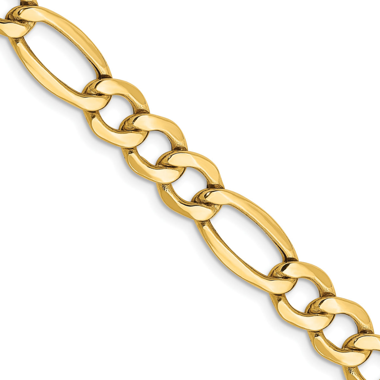 10K Yellow Gold 7.3 mm Figaro Chain Necklace, Polished detail view