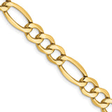 10K Yellow Gold 7.3 mm Figaro Chain Necklace, Polished detail view