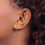 10k Yellow Gold Stud Earrings, Tri-Color Grape Leaf Design, Nature Inspired for Women