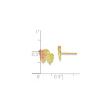 10k Yellow Gold Stud Earrings, Tri-Color Grape Leaf Design, Nature Inspired for Women