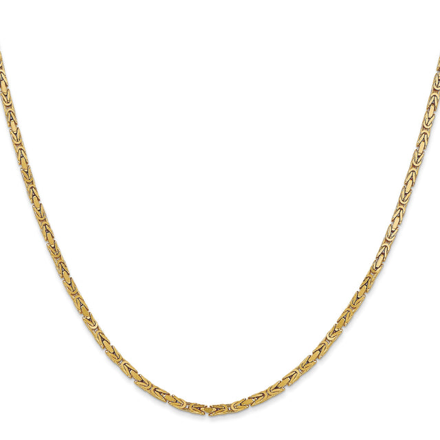 10K Yellow Gold 2 mm Polished Chain Necklace, Solid