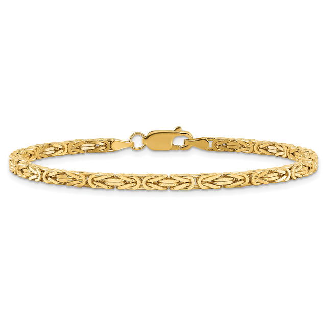 10K Yellow Gold 2.5 mm Polished Chain Bracelet, Solid