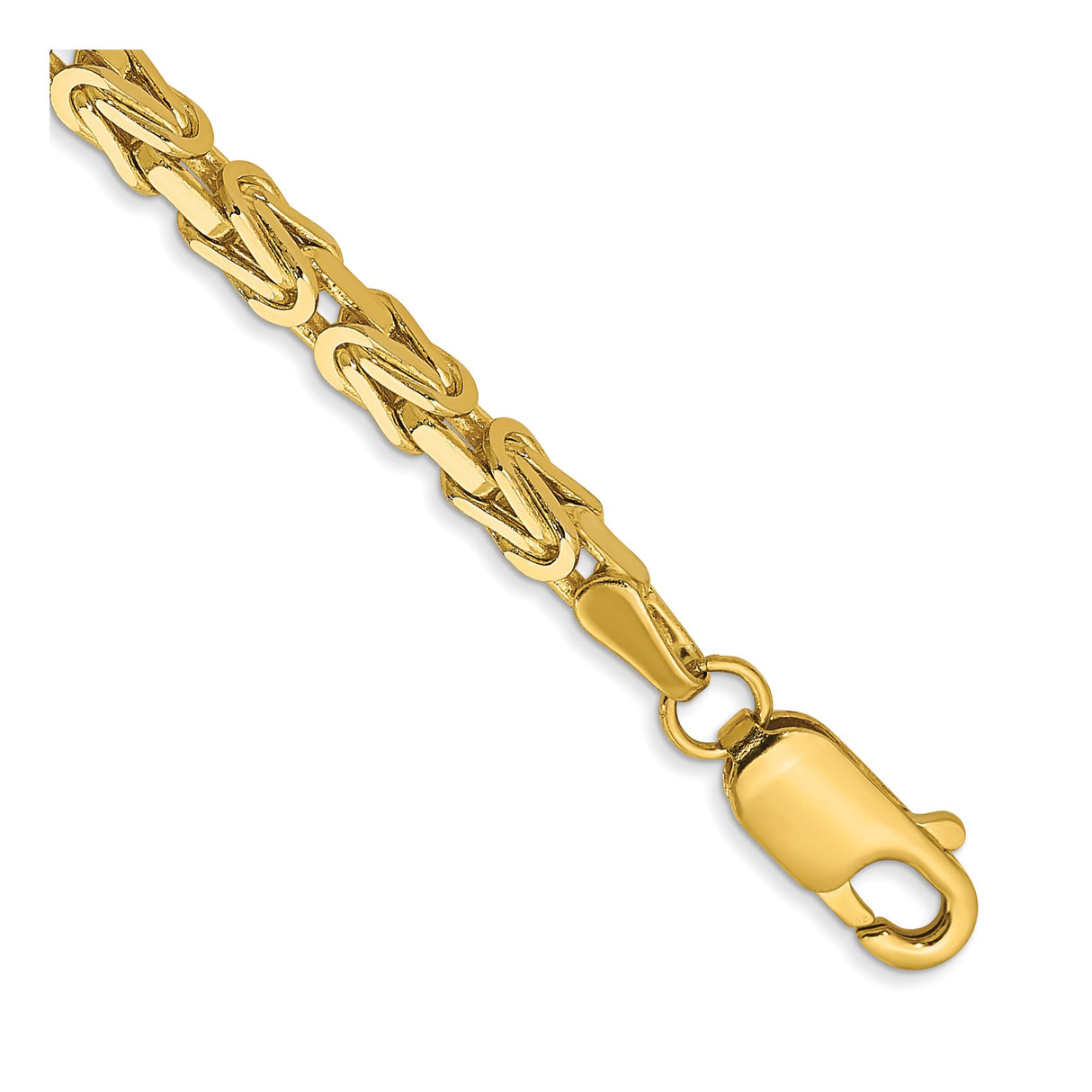 10K Yellow Gold 2.5 mm Polished Chain Bracelet, Solid detail view