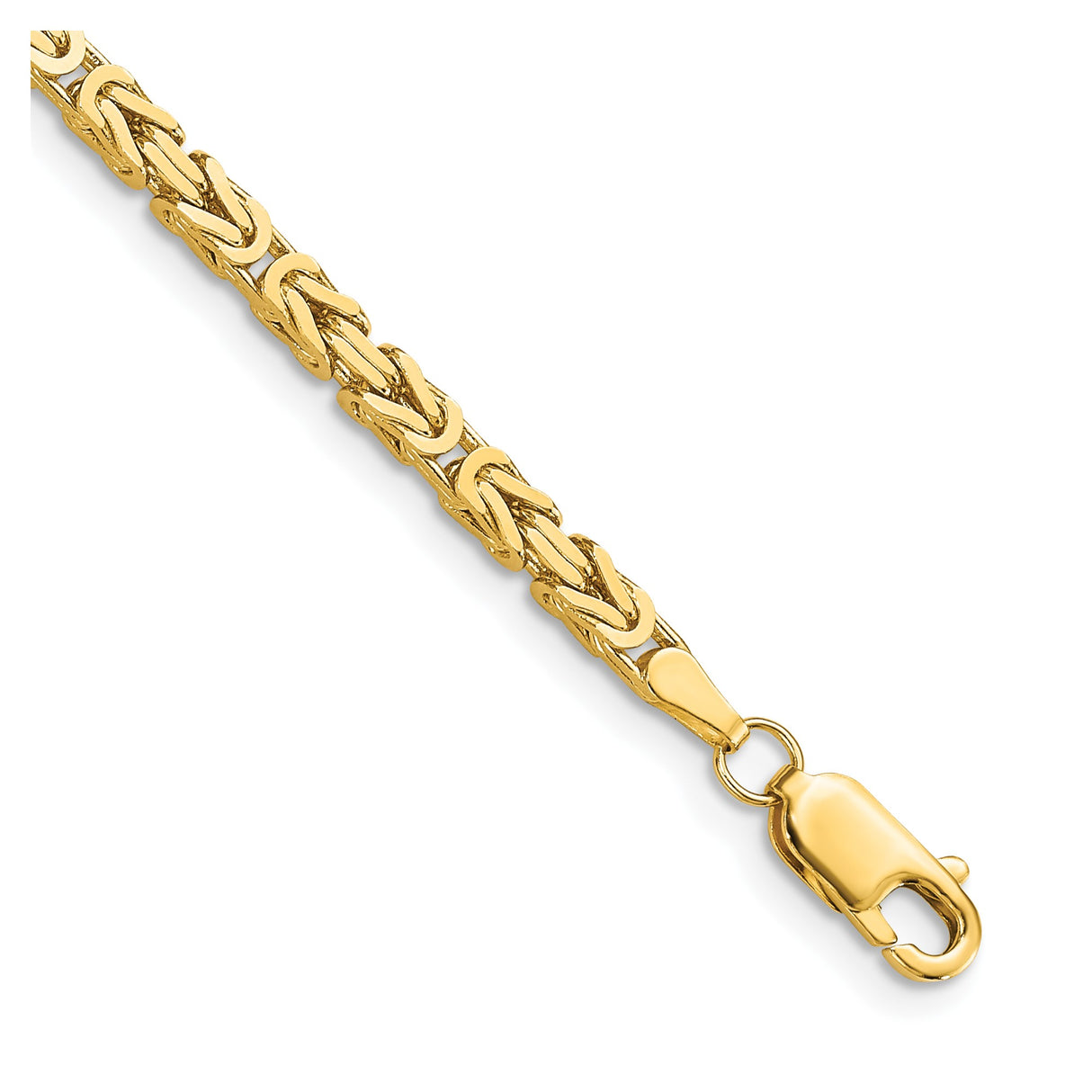 10K Yellow Gold 2.5 mm Polished Chain Bracelet, Solid shown for scale
