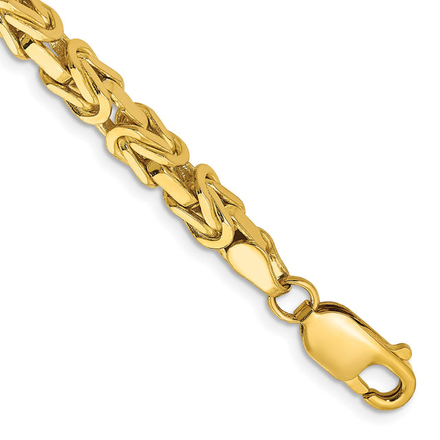 10K Yellow Gold 4 mm Polished Chain Bracelet, Solid