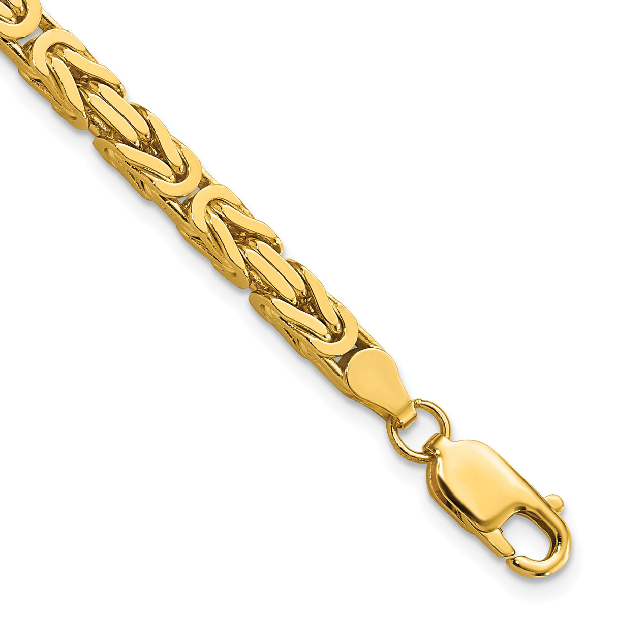10K Yellow Gold 4 mm Polished Chain Bracelet, Solid shown for scale