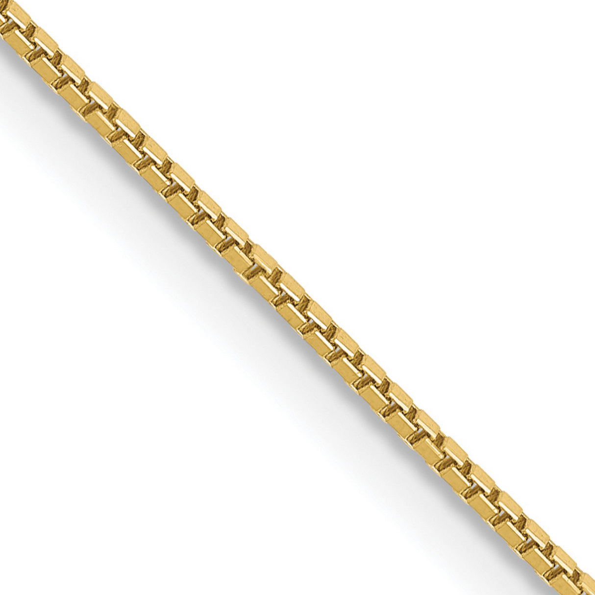 10K Yellow Gold 0.9 mm Box Chain Necklace, Polished detail view