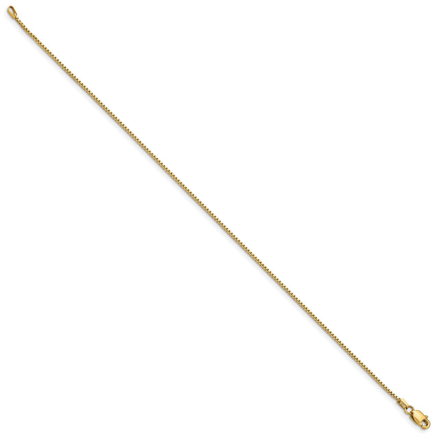 10K Yellow Gold 0.95 mm Box Chain Anklet, Polished