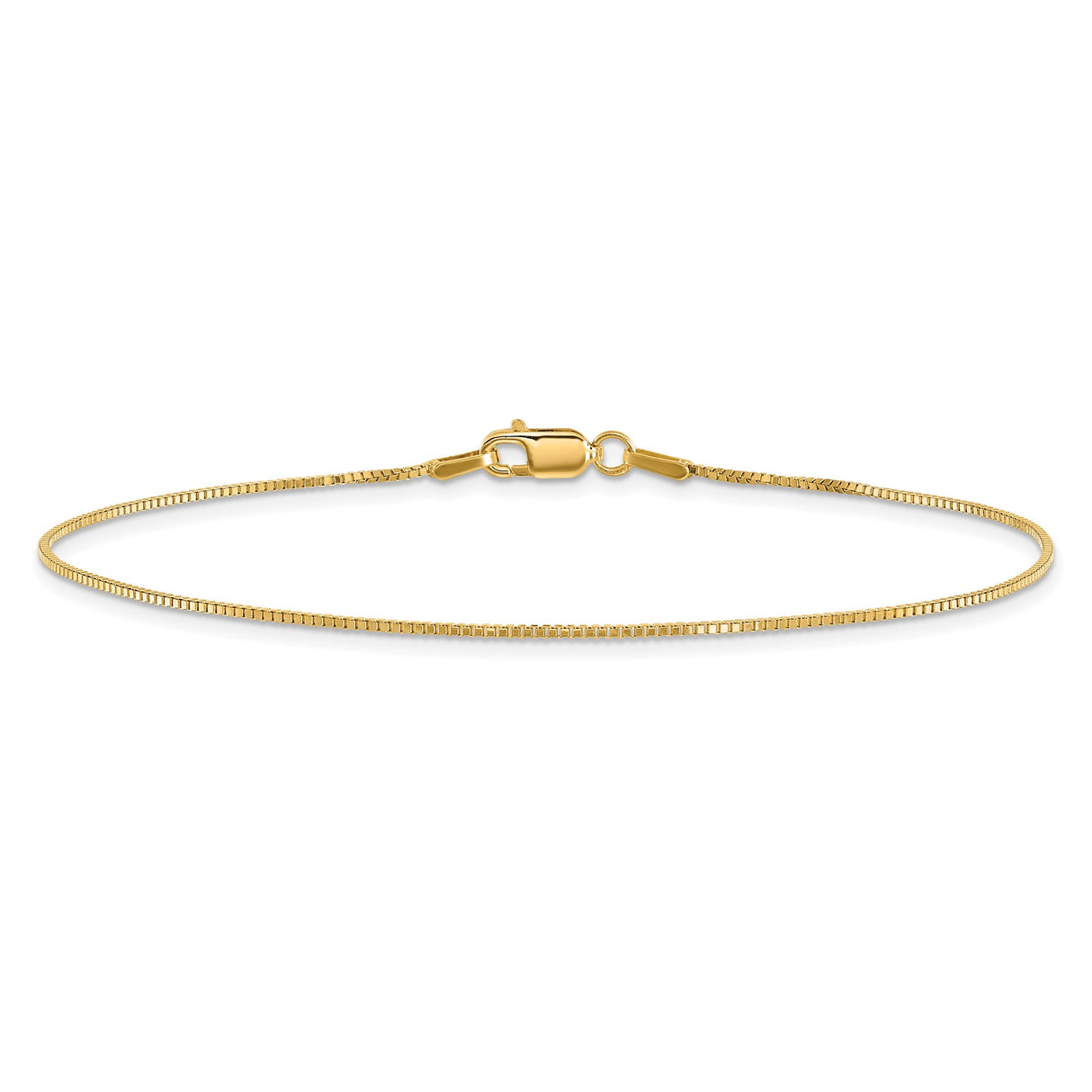 10K Yellow Gold 0.95 mm Box Chain Anklet, Polished alternate angle