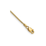 10K Yellow Gold 0.95 mm Box Chain Anklet, Polished shown for scale