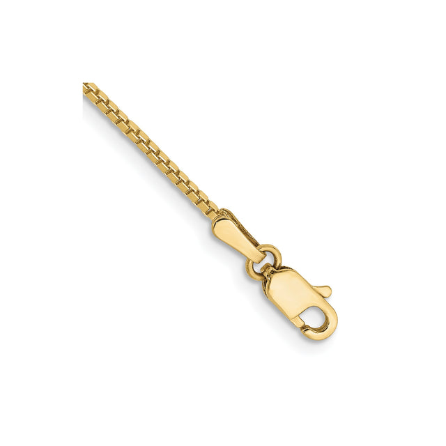 10K Yellow Gold 1.1 mm Box Chain Anklet, Polished