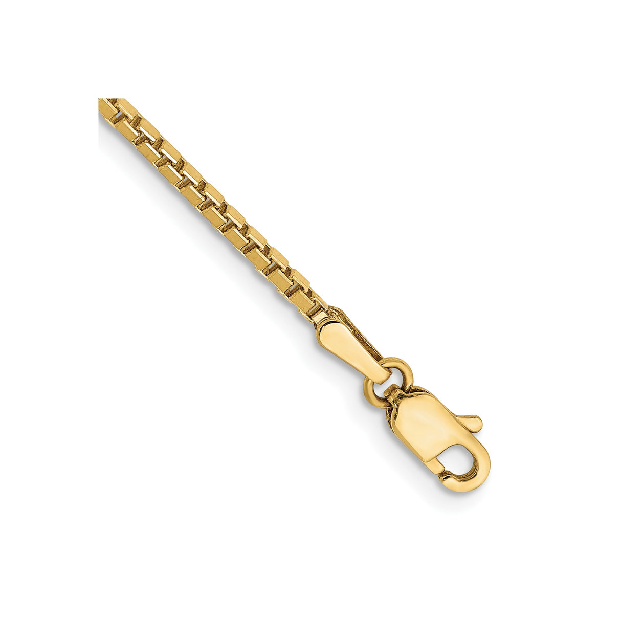 10K Yellow Gold 1.5 mm Box Chain Anklet, Polished
