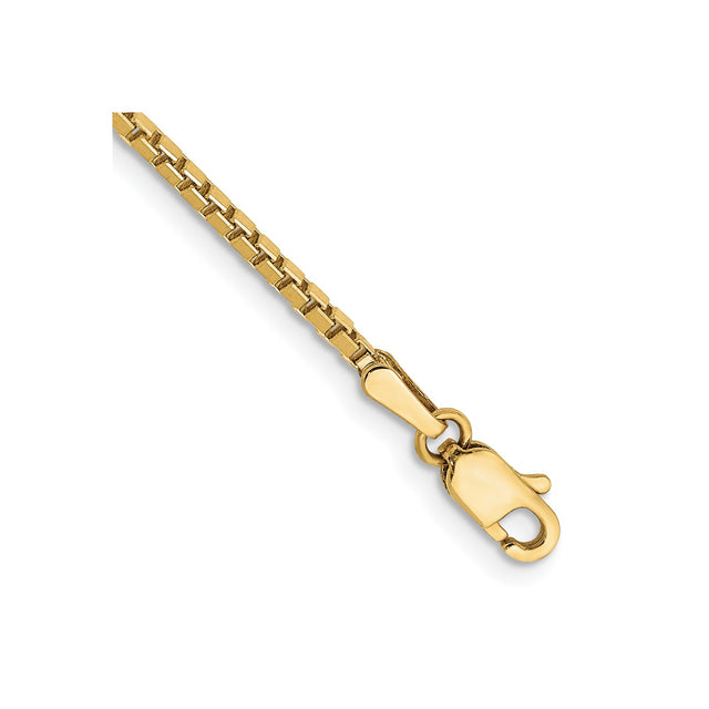 10K Yellow Gold 1.5 mm Box Chain Anklet, Polished