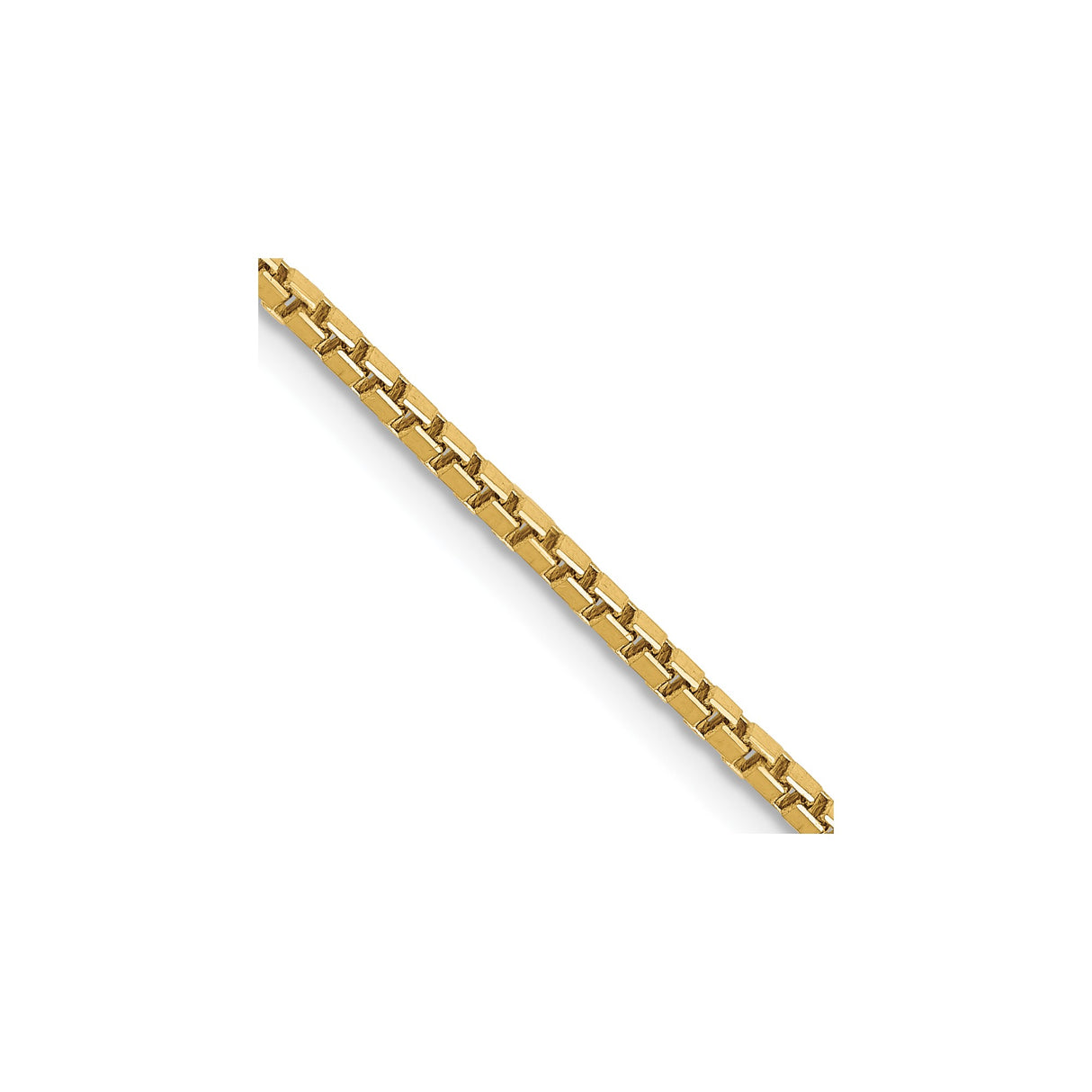 10K Yellow Gold 1.5 mm Box Chain Necklace, Polished detail view