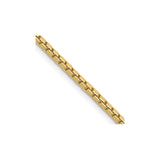 10K Yellow Gold 1.9 mm Box Chain Necklace, Polished detail view