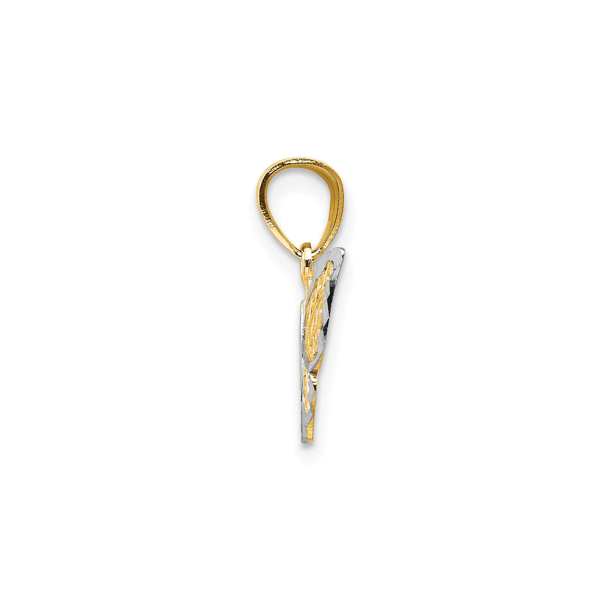 10k Multi-Tone Gold Butterfly Pendant with Rhodium Accents and Filigree Detailing