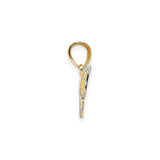 10k Multi-Tone Gold Butterfly Pendant with Rhodium Accents and Filigree Detailing