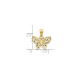 10k Yellow Gold Butterfly Pendant with Textured Openwork Design, Lightweight Nature Jewelry