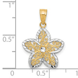 Filigree Flower Charm Pendant in Real 10k Multi-Tone Gold